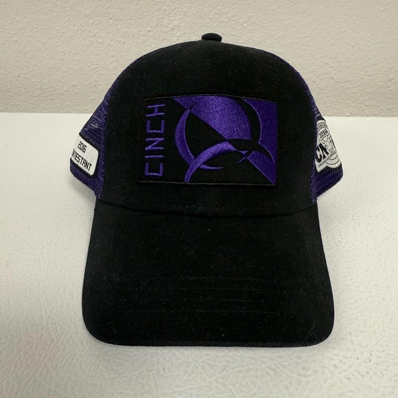 Cinch Rodeo Hat Purple Black Cap Trucker Strapback Mesh Logo Western Cowboy O/S - Picture 1 of 6